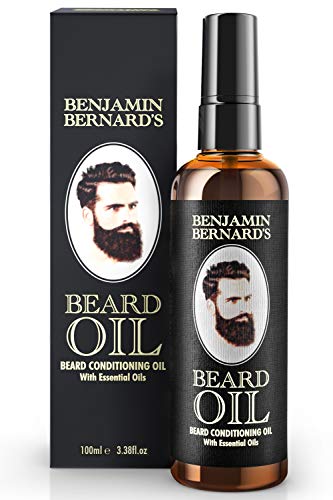 Aceite de Barba para Hombres de Benjamin Bernard - Aceite Acondicionador - Crecimiento y Salud - Estilo Cuidado - Perfumado Suave, con Aceite de Jojoba y Almendras - Cuidado Vegano - 100ml