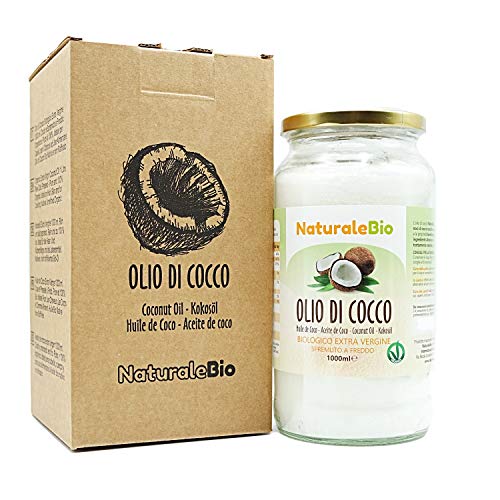 Aceite de Coco Ecológico Extra Virgen 1000 ml. Crudo y prensado en frío. 100% Orgánico, Puro y Natural. Aceite bio nativo no refinado. País de origen Sri Lanka. NaturaleBio