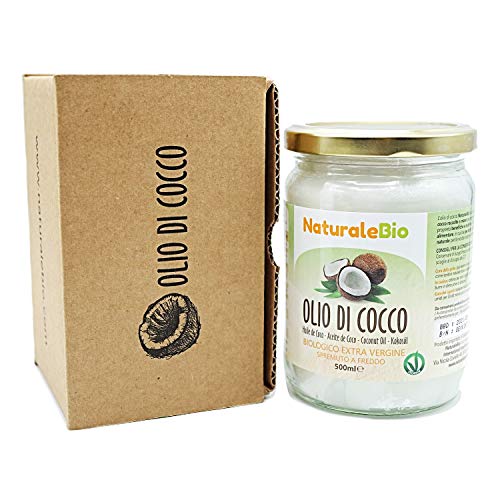 Aceite de Coco Ecológico Extra Virgen 500 ml. Crudo y prensado en frío. 100% Orgánico, Puro y Natural. Aceite bio nativo no refinado. País de origen Sri Lanka. NaturaleBio