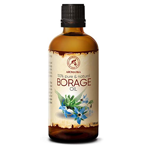 Aceite de Semilla de Borraja 100ml - Borago Officinalis Seed Oil - 100% Puro y Natural - Grandes Beneficios para la Piel - Cabello - Cara - Cuidado del Cuerpo - Botella de Vidrio