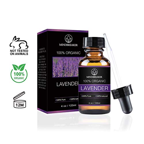 Aceite esencial de lavanda, Mindbreaker 100% el aceite esencial del grado terapéutico orgánico puro, consigue un mejor sueño, aromatherapy, antiinflamatorio, alivia dolores de cabeza (120 ml)