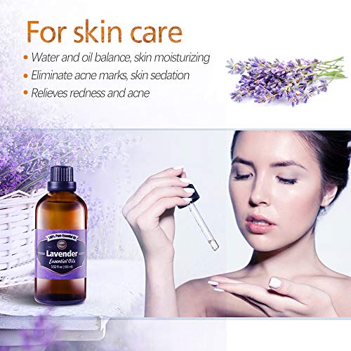 Aceite Esencial de Lavanda Puro aceite 100% orgánico, prensado en frío, filtrado y sin quemar, para pelo, piel, barba, cuerpo y uñas (Lavanda)