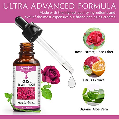 ¡Aceite esencial de rosa, cuidado de la piel con vitamina C, aclara las arrugas antienvejecimiento, perfecto para aromaterapia, relajación, terapia de la piel y más! - NATURAL