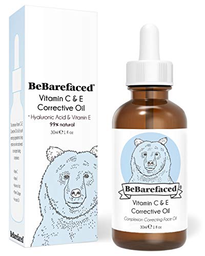 Aceite facial de vitamina E de BeBarefaced – Serum nocturno de vitamina C con ácido hialurónico