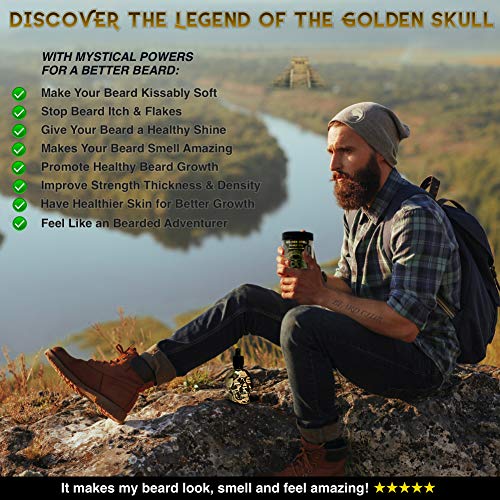 Aceite Para Barba Golden Skull | Incienso y Mirra | 60ml | Natural y Orgánico | Suavizar, Acondicionar, Ayudar con la Picazón y las Escamas de la Barba, Mejorar el Crecimiento, Brillo y Grosor
