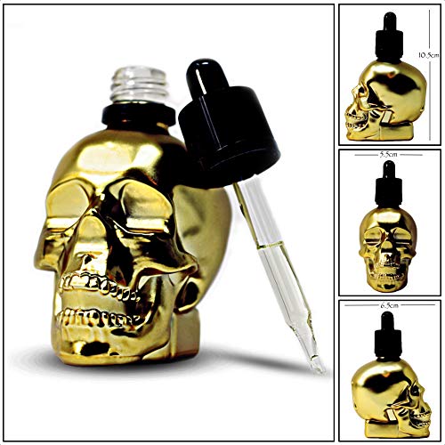 Aceite Para Barba Golden Skull | Incienso y Mirra | 60ml | Natural y Orgánico | Suavizar, Acondicionar, Ayudar con la Picazón y las Escamas de la Barba, Mejorar el Crecimiento, Brillo y Grosor