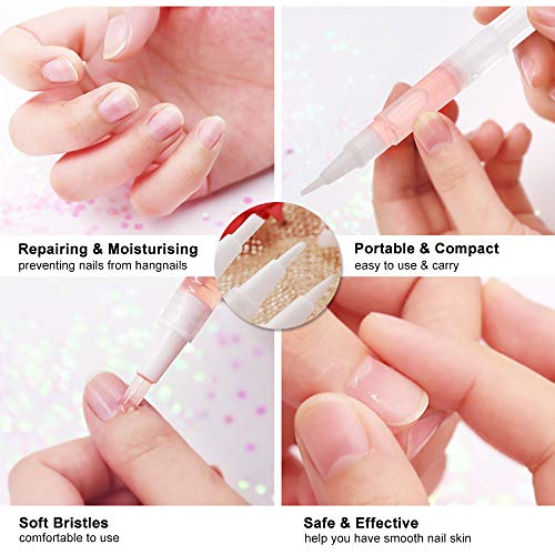 Aceite para Cuticulas, Anself 8 pcs Pluma Lápiz para Cuidado de Uñas para Esmalte para Quitar Callos