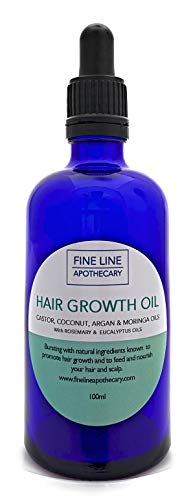 ACEITE PARA EL CRECIMIENTO DEL CABELLO - RICINO, ARGAN, MORINGA Y COCO- con ROMERO Y EUCALIPTO - 100 ml - de Fine Line Apothecary. Aceites naturales para promover el crecimiento del cabello.