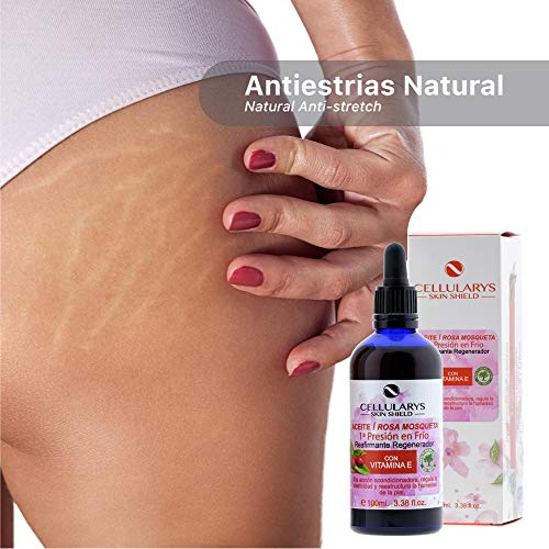 Aceite rosa mosqueta Puro 100% ecológico 100ml, prensado en frío. Para eliminar estrías y cicatrices efecto anti envejecimiento. Aceite corporal antiestrias del embarazo.