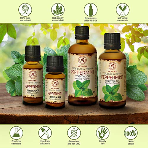 Aceites Esenciales de Menta 200ml - 2x100ml - Mentha Piperita - India - 100% Puro & Natural - Fragancias para Hogar - Mejor para Aromaterapia - Difusor - Lámparas de Aroma