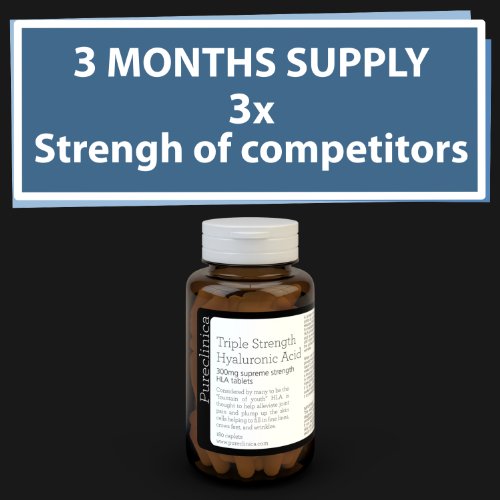 Ácido Hialurónico 300mg x 180 comprimidos (suministro de 3-6 meses). Ácido Hialurónico Triple Potencia. 300% más potente que cualquier otro comprimido de AHL