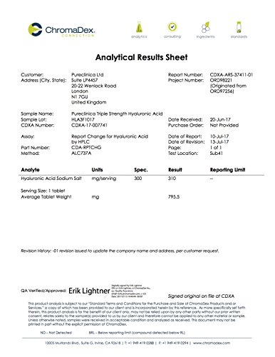 Ácido Hialurónico 300mg x 180 comprimidos (suministro de 3-6 meses). Ácido Hialurónico Triple Potencia. 300% más potente que cualquier otro comprimido de AHL