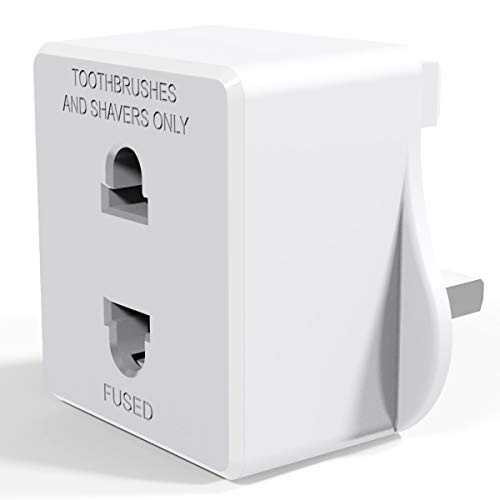 Adaptador de enchufe profesional de 2 pines para cepillos de dientes eléctricos, maquinilla de afeitar, cortapelos de barba, enchufe de baño, fusible de 1A, color blanco