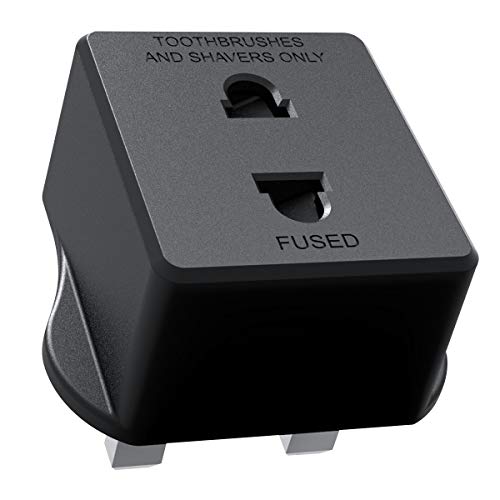 Adaptador de enchufe profesional de 2 pines para cepillos de dientes eléctricos/maquinilla de afeitar/máquina de afeitar/máquina de afeitar/barba, adaptador de enchufe de baño, fusible 1A, color negro