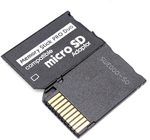 Adaptador de Tarjeta de Memoria, Adaptador MicroSD MicroSDHC a MS Pro Duo para cámara Sony PSP y Otros, soporta hasta 64 GB de Tarjeta Micro SD (Negro)