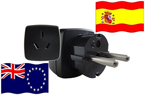 Adaptador de Viaje ESPAÑA a Islas Cook ES - CK Travel Plug ESPAÑA-Viaje (Protección Contacto, 2200Watt)