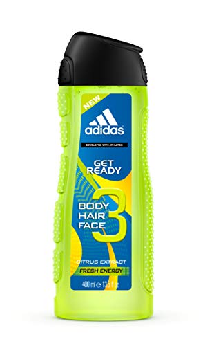 Adidas Get Ready! Set para Hombre, Contiene: Neceser Adidas + Get Ready! Eau de Toilette 50 ml + Get Ready! Body Hair Face 3 in 1 Shower Gel 250 ml