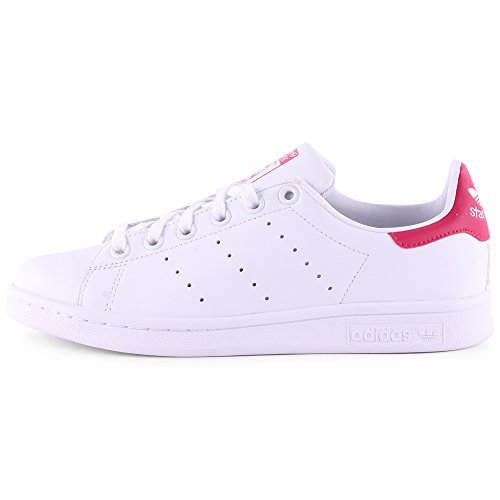 adidas Stan Smith J, Zapatillas Unisex Niños, Blanco (Footwear White/Footwear White/Bold Pink 0), 38 2/3 EU