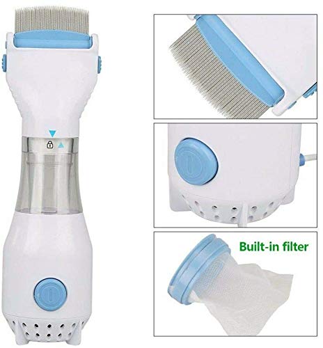 Aegilmc Tetera Piojos Peine, Cabeza Eléctrica Piojos Pulgas Peine, Sin Dolor Segura Piojos Peine con Suaves para Niños Y Adultos con 3 Filtros De Repuesto para Piojos Eléctricos