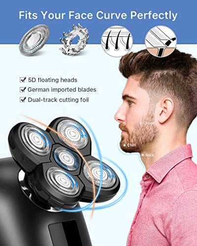 Afeitadora Corporal Masculina, OriHea Depiladora Corporal Hombre,Impermeable, Cinco Cabezas Flotantes Que Quitan Inteligentemente Los Bigotes, Adecuados Para Hombres y Mujeres -CkeyiN