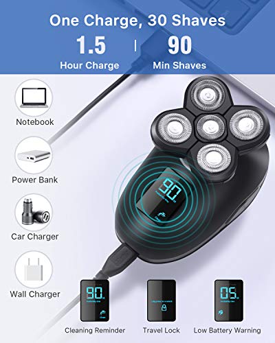 Afeitadora Corporal Masculina, OriHea Depiladora Corporal Hombre,Impermeable, Cinco Cabezas Flotantes Que Quitan Inteligentemente Los Bigotes, Adecuados Para Hombres y Mujeres -CkeyiN