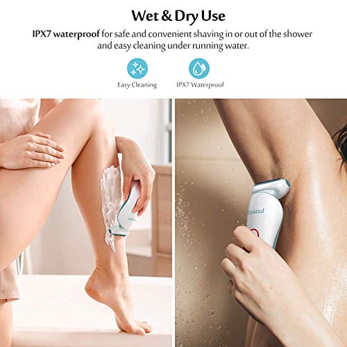 Afeitadora Eléctrica para Mujer, Ribivaul Afeitadora Mujer, Depiladora Electrica con hoja de afeitar 3 en 1 y lámina flotante 3D, Maquinilla de Afeitar Recargable para Uso Húmedo y Seco (Blue-1)