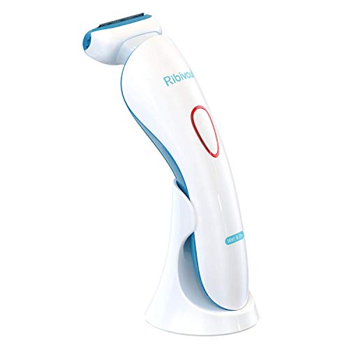 Afeitadora Eléctrica para Mujer, Ribivaul Afeitadora Mujer, Depiladora Electrica con hoja de afeitar 3 en 1 y lámina flotante 3D, Maquinilla de Afeitar Recargable para Uso Húmedo y Seco (Blue-1)