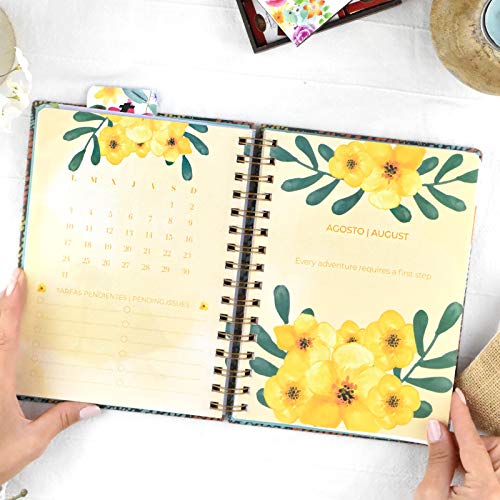 Agenda anual 2020 Etnic - Semana Vista Anillas A5 -Takenote Agendas- Agenda Bilingüe Español- Ingles