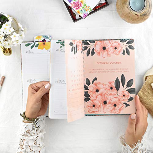 Agenda anual 2020 Etnic - Semana Vista Anillas A5 -Takenote Agendas- Agenda Bilingüe Español- Ingles