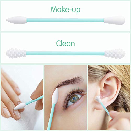 AGPTEK 18Pcs Discos Desmaquillantes Reutilizables con 4 Pcs Bastoncillo de Algodón Reutilizable, Bolsa de Lavado, Aptos para todo Tipo de Pieles