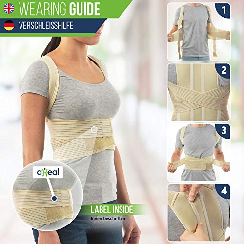 aHeal Corrector de Postura de Espalda para Hombre y Mujer | Soporte de Espalda y Columna Lumbar Superior para Corrección de Postura | Alivio del Dolor y Rehabilitación de Lesiones | Talla 2 Piel