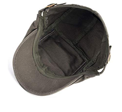 AHJSN Sombrero de Hombre Otoño e Invierno al Aire Libre Gorra de Viaje Gorra de béisbol de Viento británico Adelante Ajustable Verde del ejército