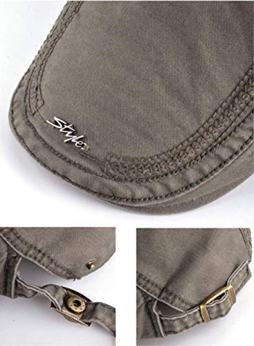 AHJSN Sombrero de Hombre Otoño e Invierno al Aire Libre Gorra de Viaje Gorra de béisbol de Viento británico Adelante Ajustable Verde del ejército