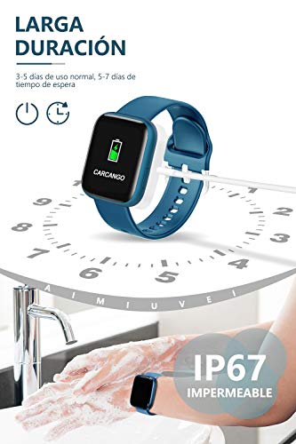 AIMIUVEI Smartwatch, Reloj Inteligente Mujer Hombre IP67 con Pulsómetro, 1.4 Inch Smartwatch Presión Arterial Monitor de Sueño GPS Podómetro Pulsera Actividad Inteligente Compatible con iOS y Android