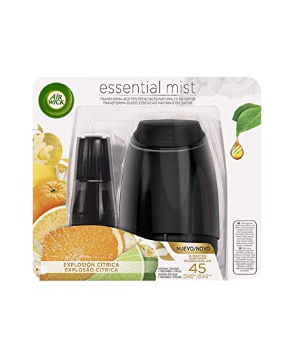 Air Wick Essential Mist - Aparato y recambio de ambientador difusor, esencia para casa con aroma a Explosión Cítrica, pack de 1 aparato y 1 recambio