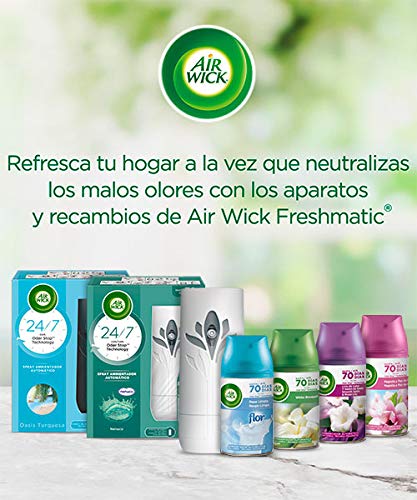 Air Wick Freshmatic Aparato y Recambio de Ambientador Spray Automático, Esencia para Casa con Aroma a Oasis Turquesa - 1 aparato + 1 recambio, Negro (3040036)