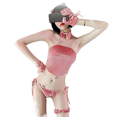 Aisumi - Sujetador de ropa interior para mujer, diseño de Anime Cat rosa
