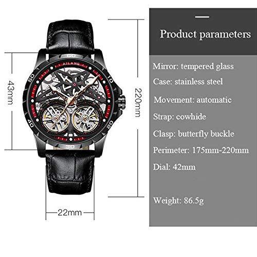 AIZHIJIA Relojes Hombre Doble Tourbillon Reloj Automático Mecánico Luminoso Diseño Impermeable N9