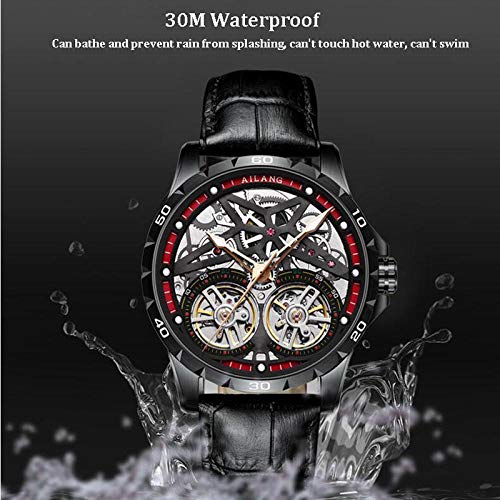 AIZHIJIA Relojes Hombre Doble Tourbillon Reloj Automático Mecánico Luminoso Diseño Impermeable N9