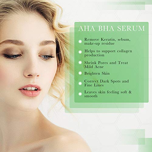 AKIMO AHA 30% + BHA 2% suero facial - Cuidado de la piel hidratante suave, ácido alfa hidroxi para tonificar, reducción de arrugas y líneas, piel radiante saludable, 30ml / 1fl.oz