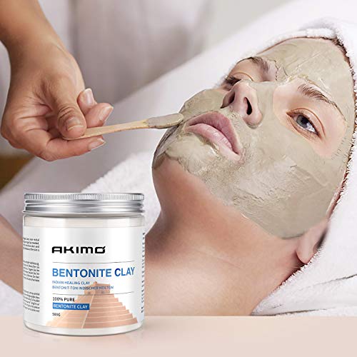 AKIMO Máscara facial natural de arcilla bentonita - Arcilla curativa india Limpieza profunda del poro de la piel Polvo puro activo, 500g