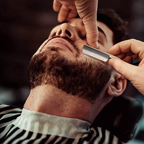AKUNSZ Kit navaja de Afeitar Tradicional con acero inoxidable Cuchilla de afeitar tradicional recto Peluquería maquinilla de afeitar plegable con Cinturón de afeitar y bolsa
