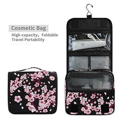 ALARGE - Bolsa de aseo colgante con flores florales, Japón, Sakura, para lavado de gárgaras, bolsa de viaje, portátil, para cosméticos, organizador de maquillaje, para mujeres, hombres