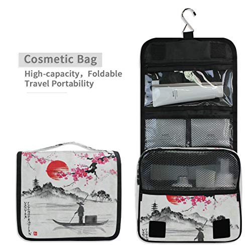 Alarge - Bolsa de aseo colgante para acuarela, Japón, Sakura, para hacer gárgaras, grande, portátil, para viajes, cosméticos, organizador de maquillaje, para mujeres, hombres