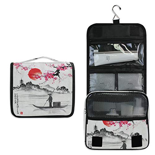 Alarge - Bolsa de aseo colgante para acuarela, Japón, Sakura, para hacer gárgaras, grande, portátil, para viajes, cosméticos, organizador de maquillaje, para mujeres, hombres
