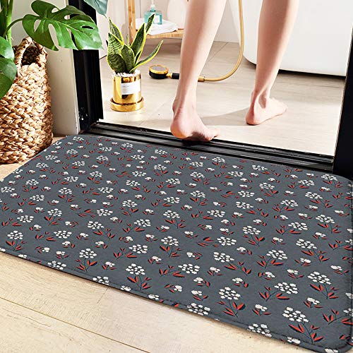 Alfombra De Baño Cocina,Floral, Primavera Pétalos Ramas inspiradoras Madre Naturaleza Botánica japone,Alfombrilla de baño con Ducha Antideslizante Lavable a máquina para baño y Sala de Estar 60x100 cm