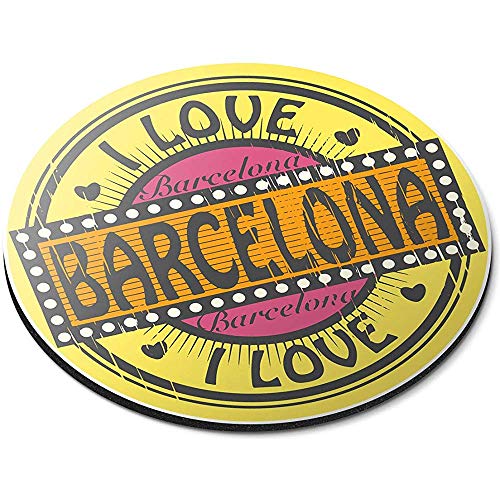 Alfombrilla de ratón Redonda - I Love Barcelona España Travel Stamp Office Gift