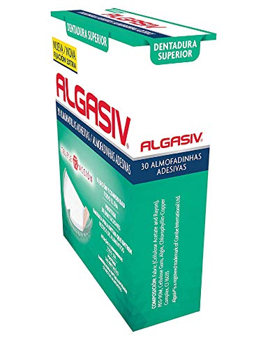 Algasiv, Almohadillas Adhesivas para Dentaduras Postizas Superiores, Dura Todo el Día y protege las encías, 30 Unidades