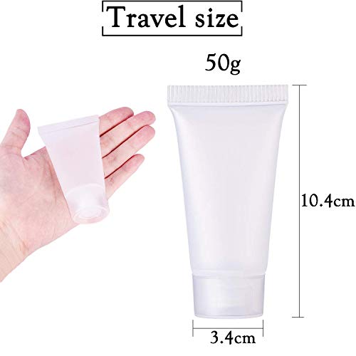 Alledomain, 6 tubos de plástico blandos vacíos y exprimibles incluye 2 embudos y 12 etiquetas, 50g