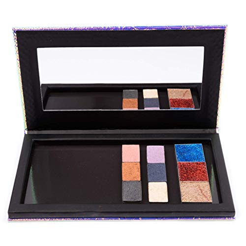 Allwon Magnetic Palette Mermaid Paleta de maquillaje vacía con espejo y 20 piezas Adhesiva Paleta vacía Pegatinas de metal para sombra de ojos Lápiz labial Rubor en polvo